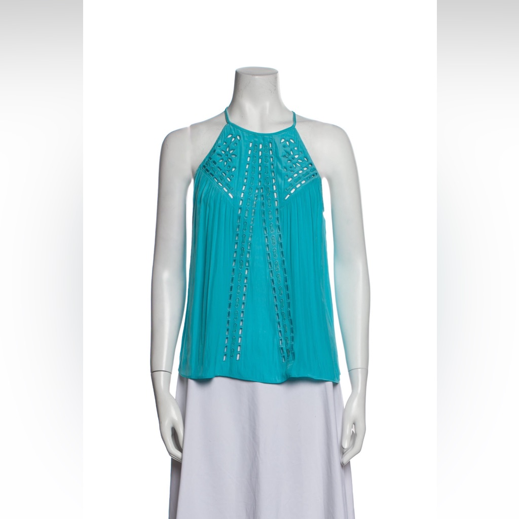 Ramy Brook Studded Dressy Goth V-Neck Sleeveless Top